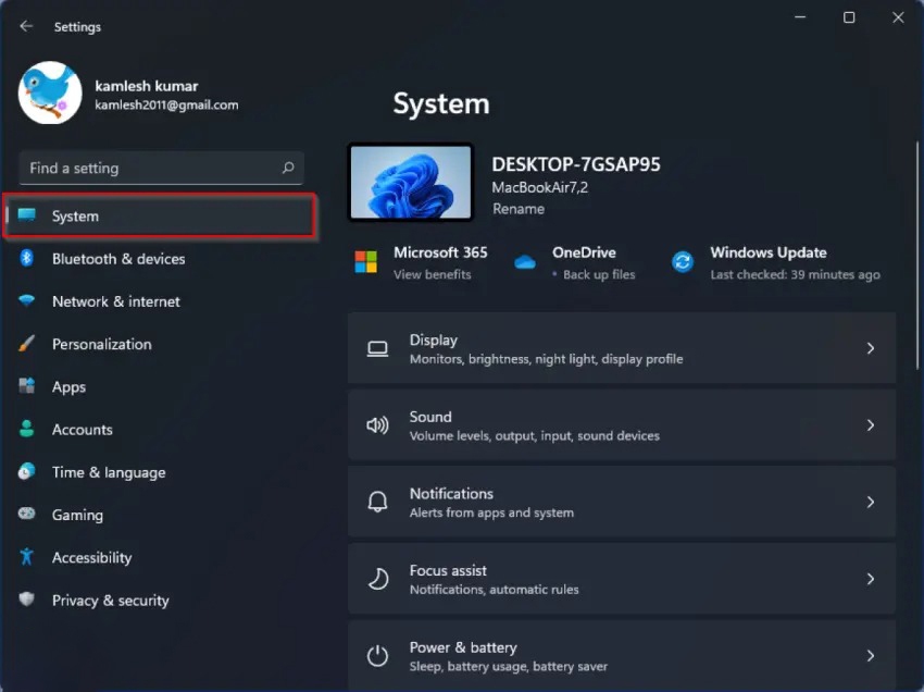 Cài đặt màn hình Bước 1: Mở Settings và chọn System.