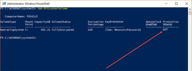Resume-BitLocker -MountPoint