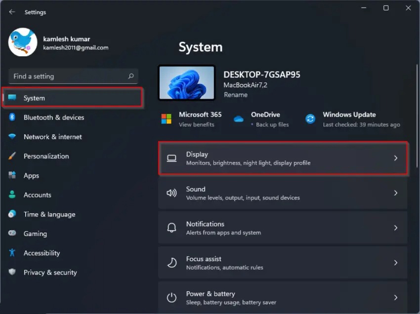 Bước 2: Nhấn vào Display.