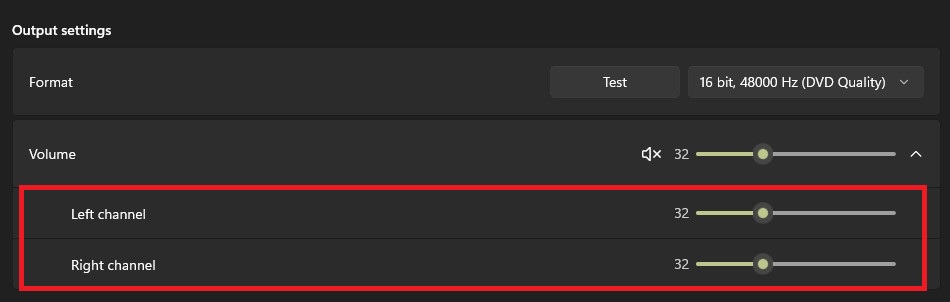 Bước 3: Tại đây, bạn sẽ thấy tùy chọn điều chỉnh âm lượng cho kênh âm thanh trái và phải của thiết bị.