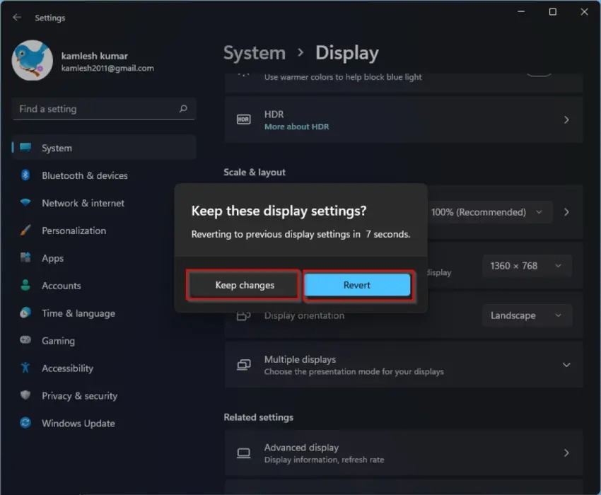 Bước 4: Nhấn Keep changes để lưu thiết lập.